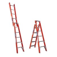 LADAMAX Fibreglass Dual Purpose Ladder 150kg 8ft 2.4m - 4.2m