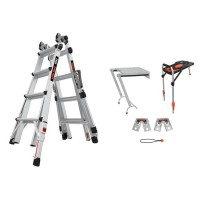 LITTLE GIANT Epic Model 17 Telescopic Ladder with Ratchet Levellers and Safety Rails 1.4m - 4.55m with ACCESSORY BUNDLE