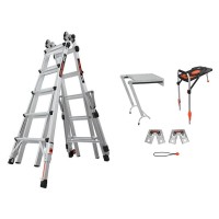 LITTLE GIANT Epic Model 22 Telescopic Ladder with Ratchet Levellers and Safety Rails 1.7m - 5.75m with ACCESSORY BUNDLE