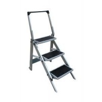 Aluminium Folding Step Ladder 3-Step with Foldable Handrail 0.69m 200kg