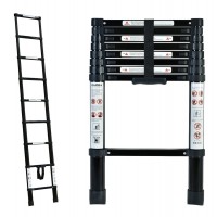 Aluminium Black Lightweight Telescopic Ladder 0.77m - 2.6m with Carry Bag