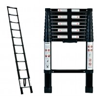 Aluminium Black Lightweight Telescopic Ladder 0.83m - 3.2m with Carry Bag