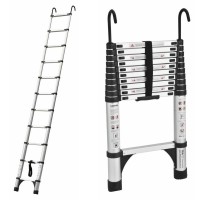 Aluminium Lightweight Telescopic Ladder 0.83m - 3.2m with with Hooks and Carry Bag