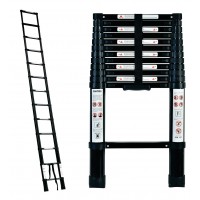 Aluminium Black Lightweight Telescopic Ladder 0.89m - 3.8m with Carry Bag