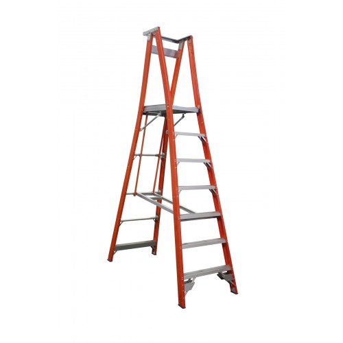 Indalex Pro Series Fibreglass Platform Ladder 180kg 7 Steps 21m Platform 